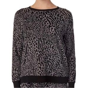Fleece leopard crewneck